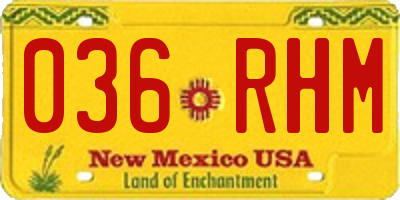 NM license plate 036RHM