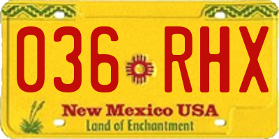 NM license plate 036RHX