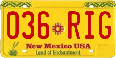 NM license plate 036RIG