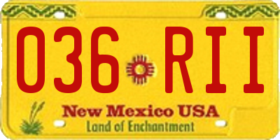 NM license plate 036RII