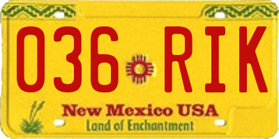 NM license plate 036RIK