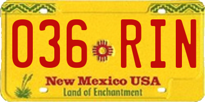 NM license plate 036RIN