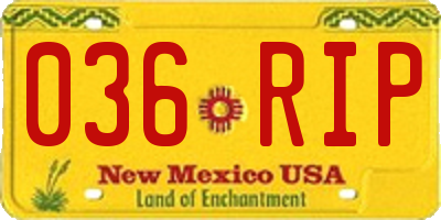 NM license plate 036RIP