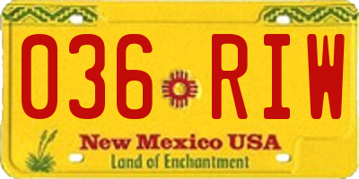 NM license plate 036RIW
