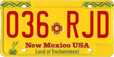 NM license plate 036RJD