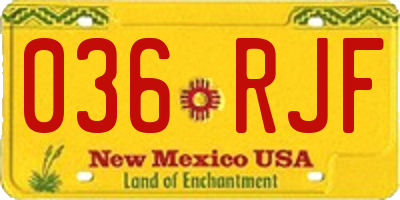 NM license plate 036RJF