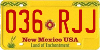 NM license plate 036RJJ