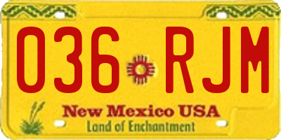 NM license plate 036RJM