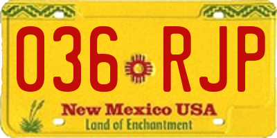 NM license plate 036RJP