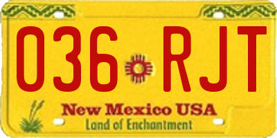 NM license plate 036RJT