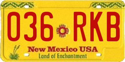 NM license plate 036RKB