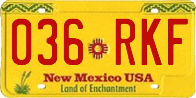 NM license plate 036RKF