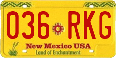NM license plate 036RKG