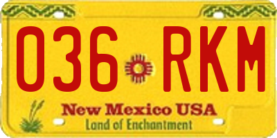 NM license plate 036RKM