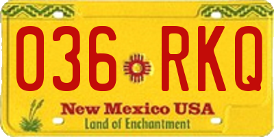 NM license plate 036RKQ