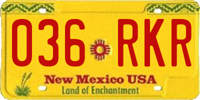 NM license plate 036RKR
