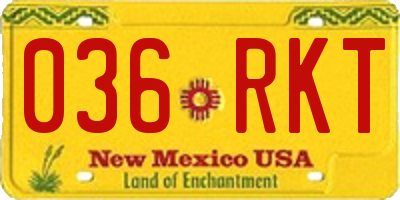 NM license plate 036RKT