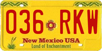NM license plate 036RKW