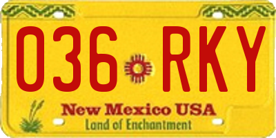 NM license plate 036RKY