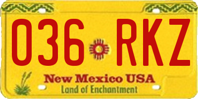 NM license plate 036RKZ