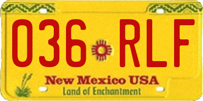 NM license plate 036RLF