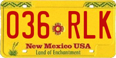 NM license plate 036RLK