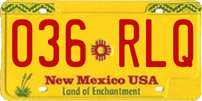 NM license plate 036RLQ