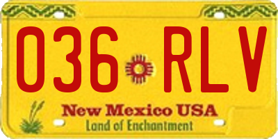 NM license plate 036RLV