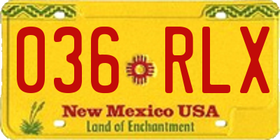 NM license plate 036RLX