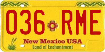 NM license plate 036RME