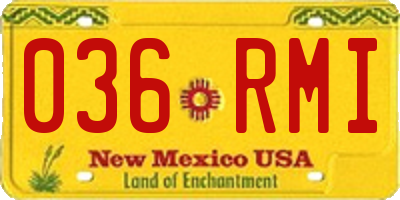 NM license plate 036RMI