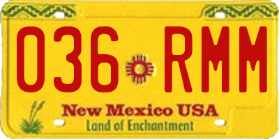 NM license plate 036RMM