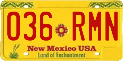 NM license plate 036RMN