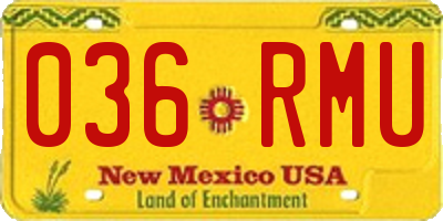 NM license plate 036RMU