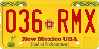 NM license plate 036RMX