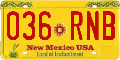 NM license plate 036RNB