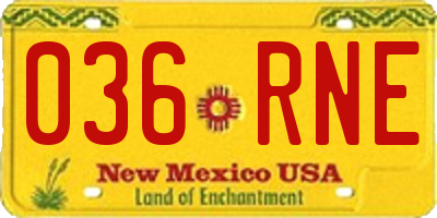 NM license plate 036RNE
