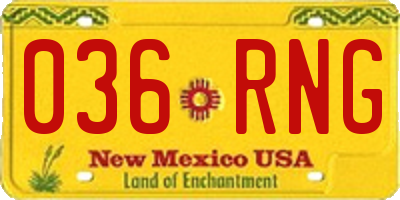 NM license plate 036RNG