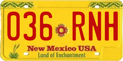 NM license plate 036RNH