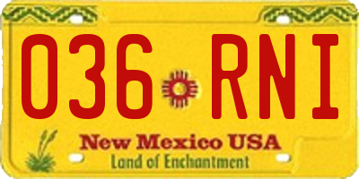 NM license plate 036RNI