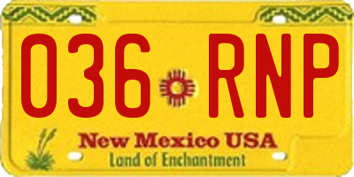NM license plate 036RNP