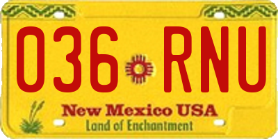 NM license plate 036RNU