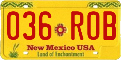NM license plate 036ROB
