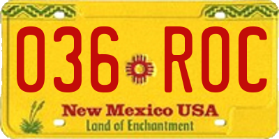 NM license plate 036ROC