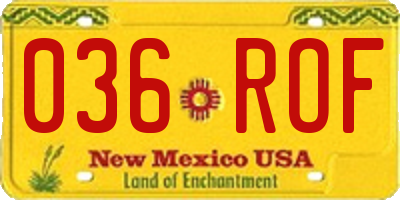 NM license plate 036ROF