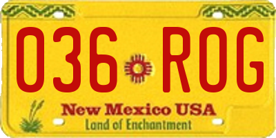 NM license plate 036ROG