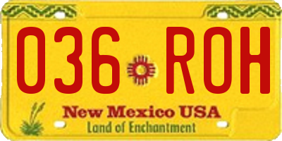 NM license plate 036ROH