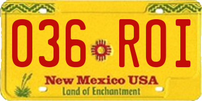 NM license plate 036ROI