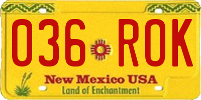 NM license plate 036ROK