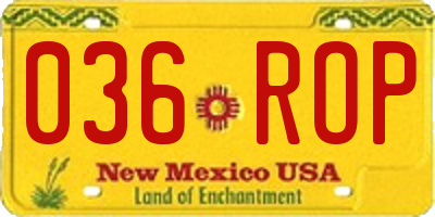 NM license plate 036ROP
